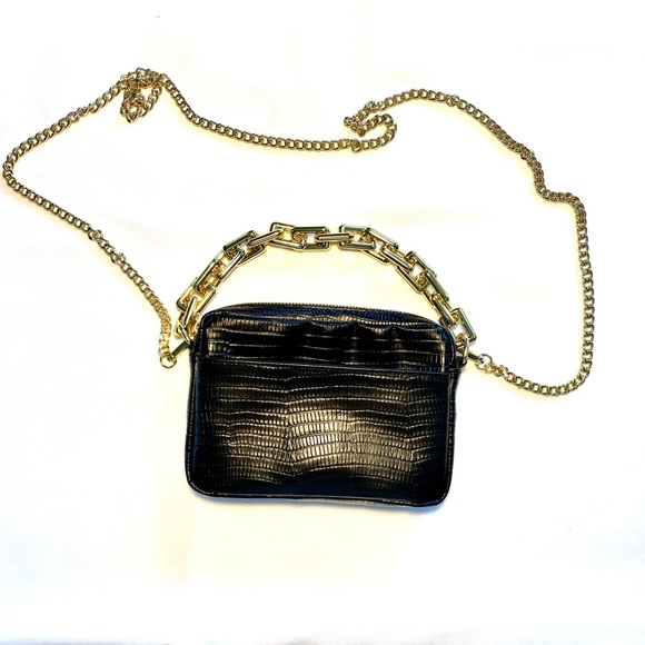 Genuine Leather Black and Gold Handbag Stella Bianca Italy - Picture 7 of 17